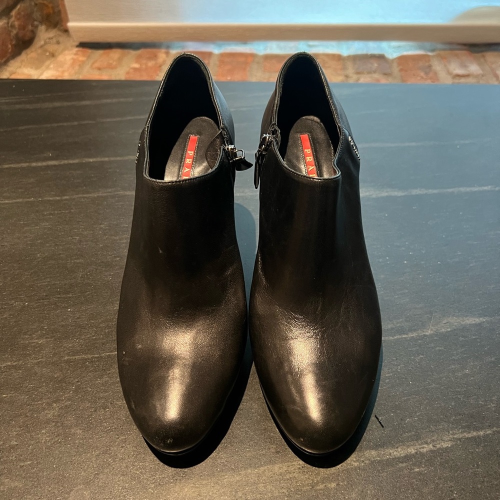 Prada Women's Leather Booties in Black